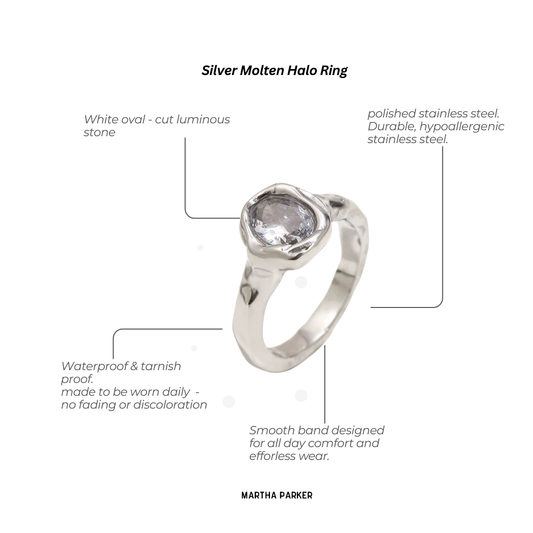 Sliver Molten Halo Ring