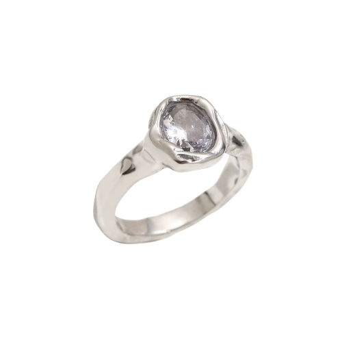 Sliver Molten Halo Ring