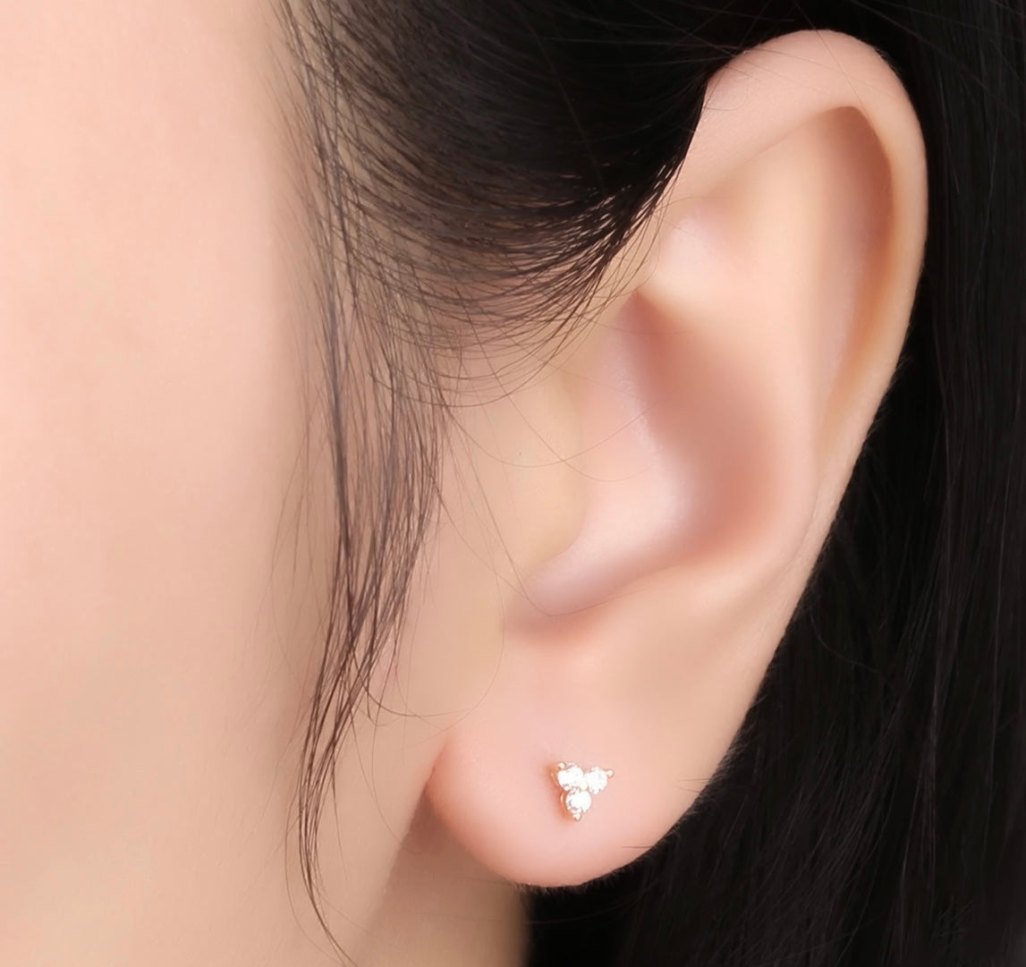 Silver Trio Crystal Stud