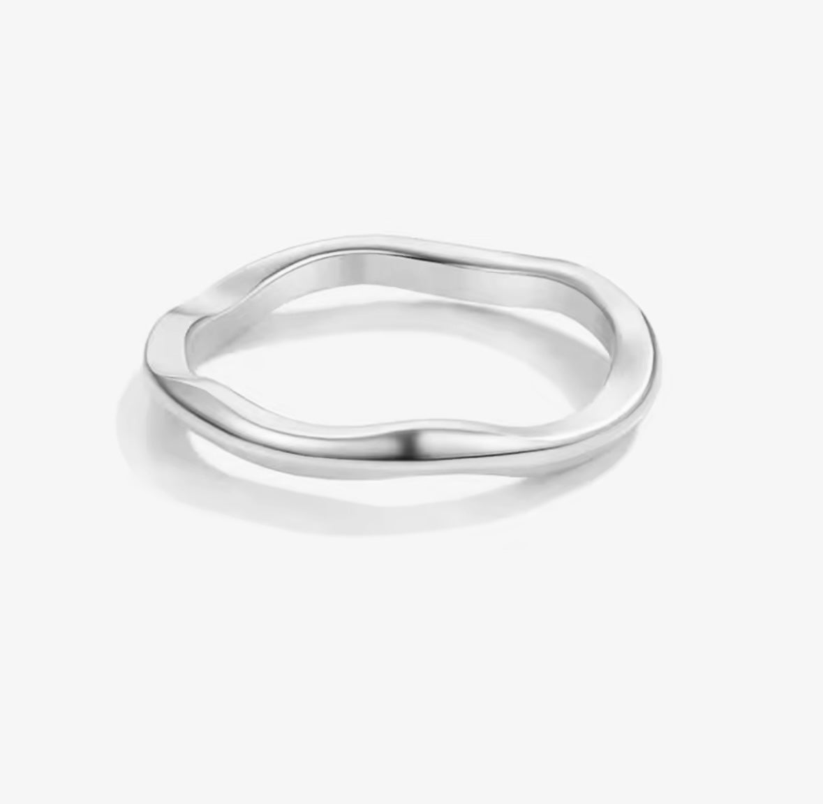 Silver Thin Irregular Wave Ring