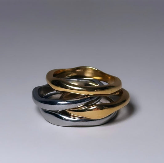 Gold Thin Irregular Wave Ring