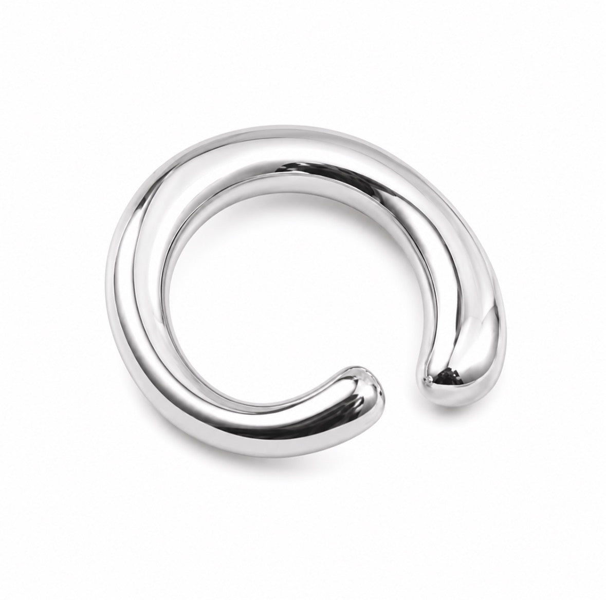 Statement Bold Ear Cuff Silver