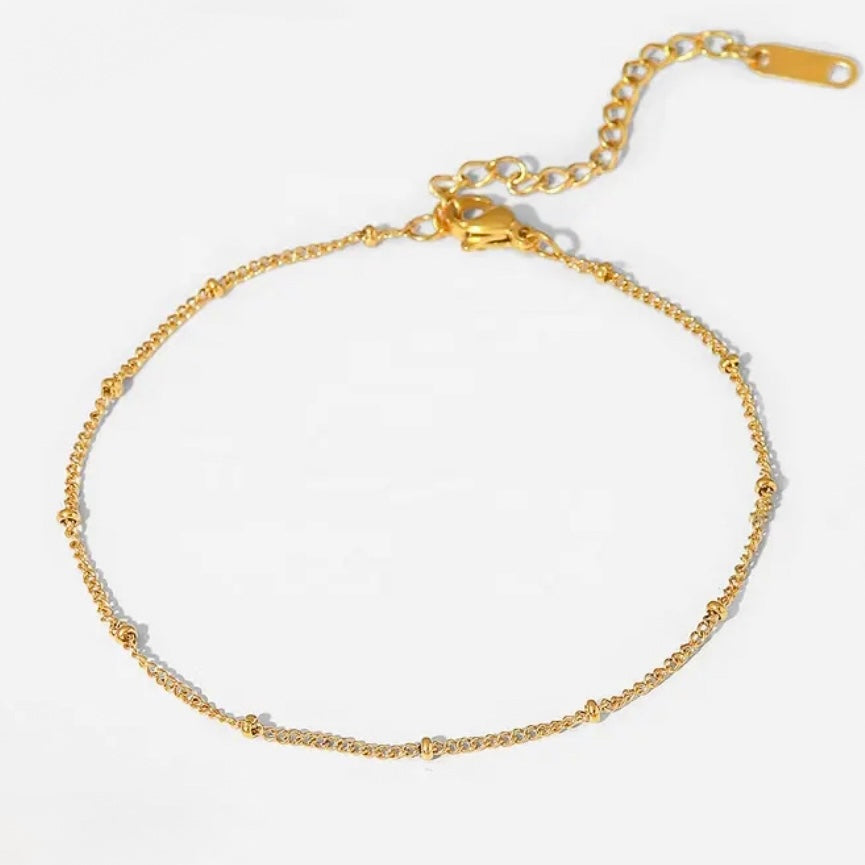 Gold Anklet chain with small beaded features