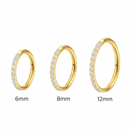 Gold Titanium Cubic Zirconia Clicker Hoop