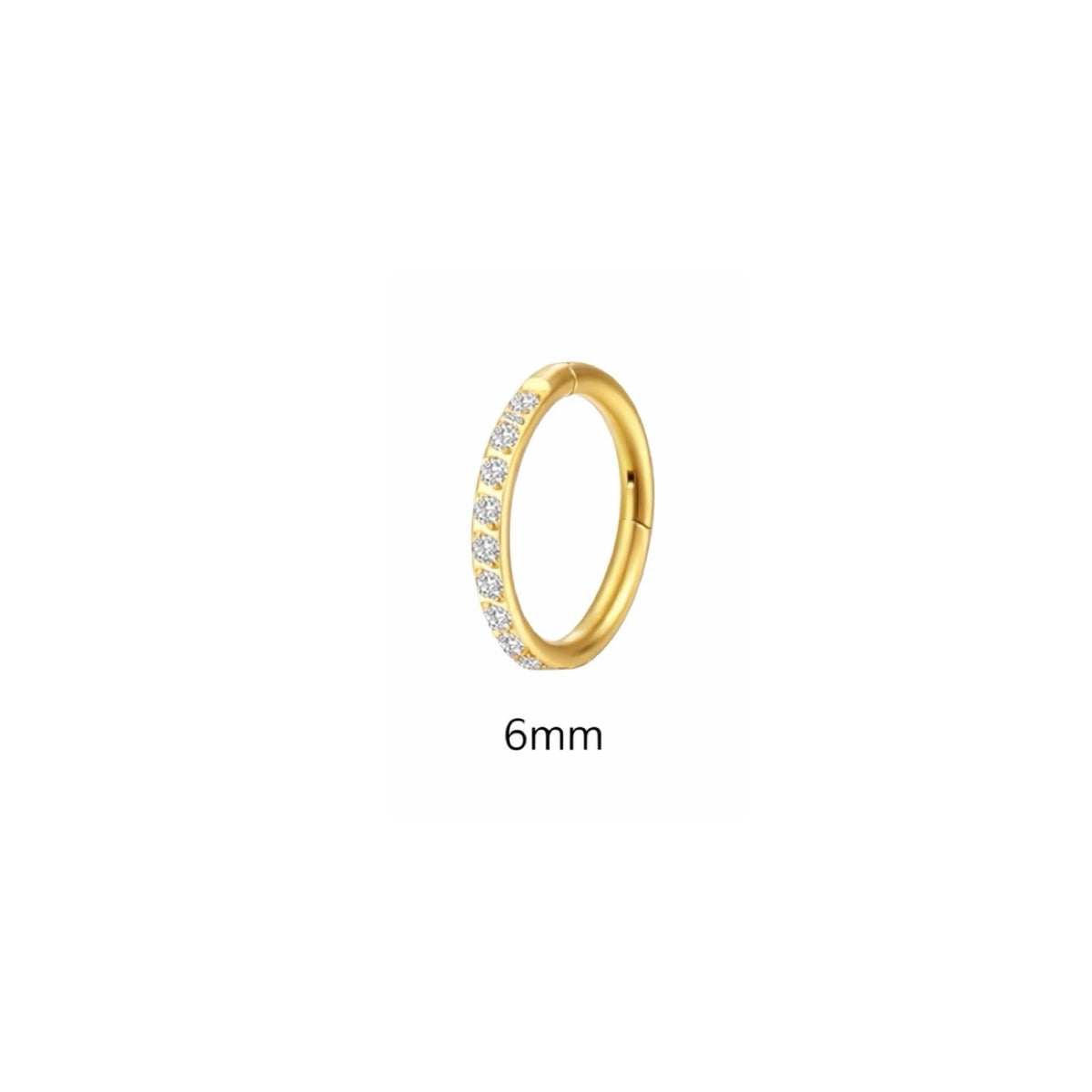 Gold Titanium Cubic Zirconia Clicker Hoop