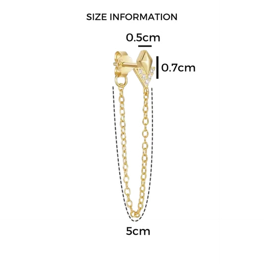 Chain Stud Earring - Gold