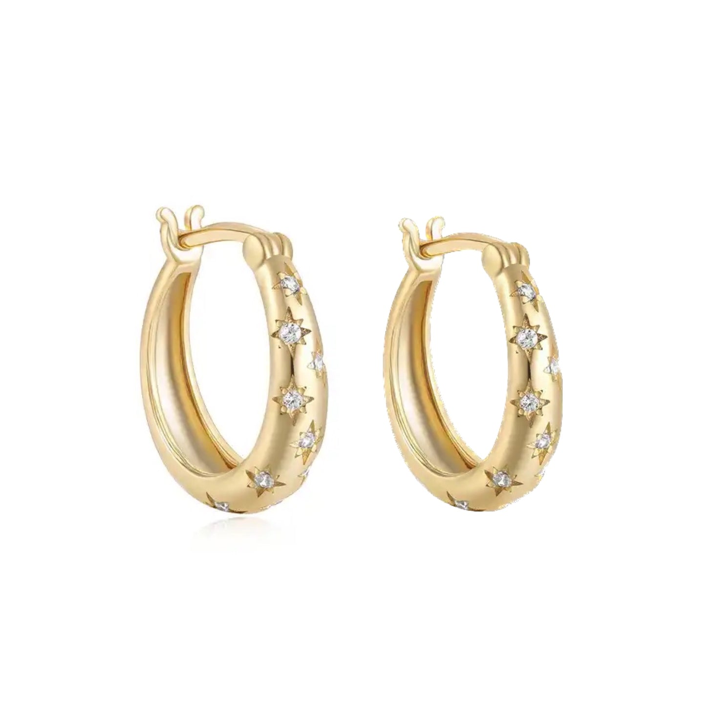 Gold Medium Dome Cosmic Earrings