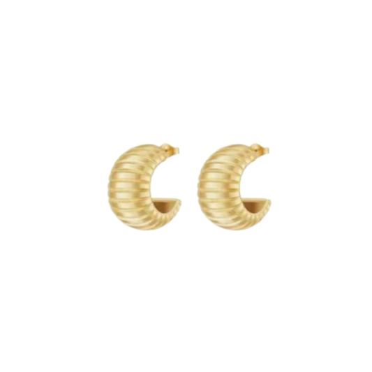 Ribbed Statement Gold Hoops