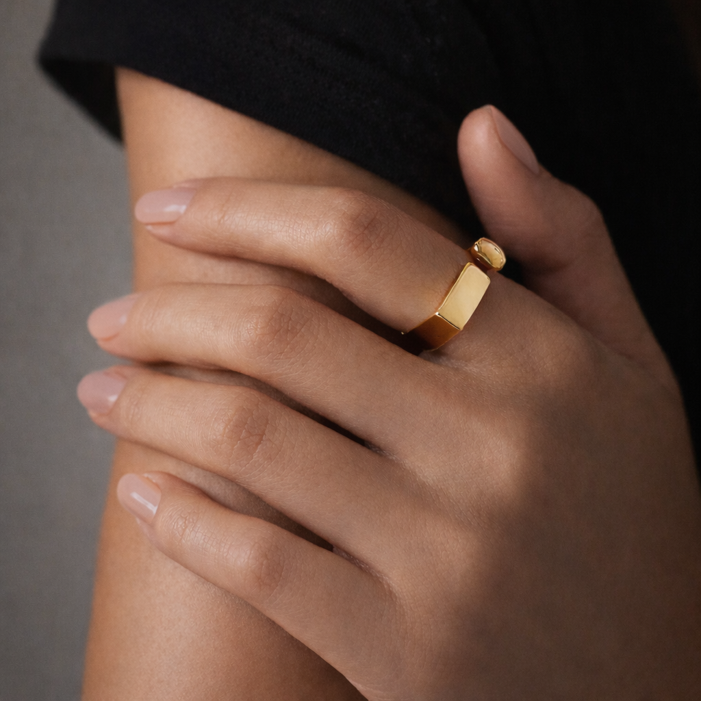 Gold Block Signet Ring