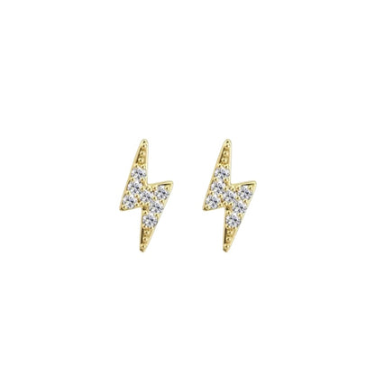Lightning Bolt CZ Flat Back Stud Earrings