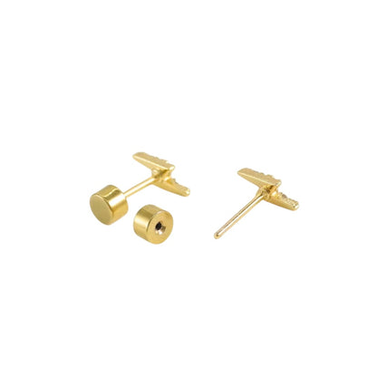 Lightning Bolt CZ Flat Back Stud Earrings