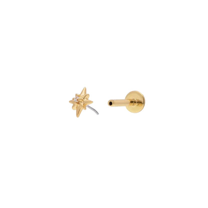 Gold Star 18K Gold Plated Threadless Cartilage stud