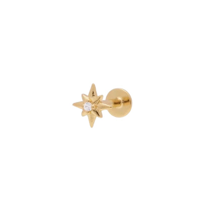 Gold Star 18K Gold Plated Threadless Cartilage stud