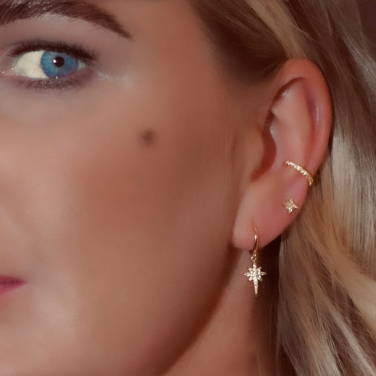 Gold Starburst Hoops