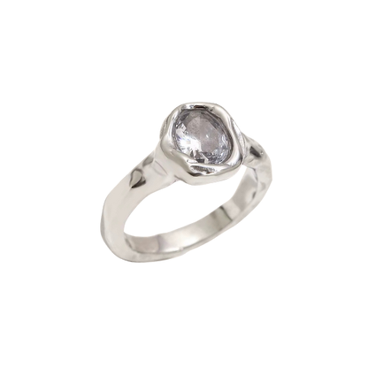 Sliver Molten Halo Ring