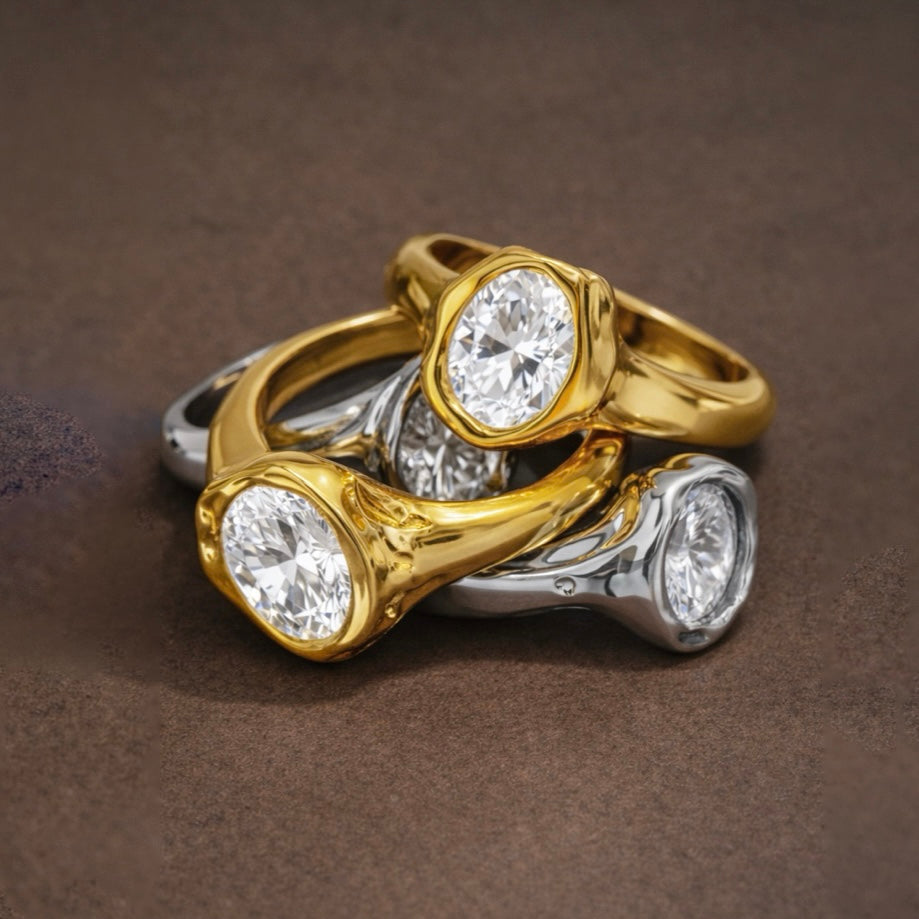 Sliver Molten Halo Ring