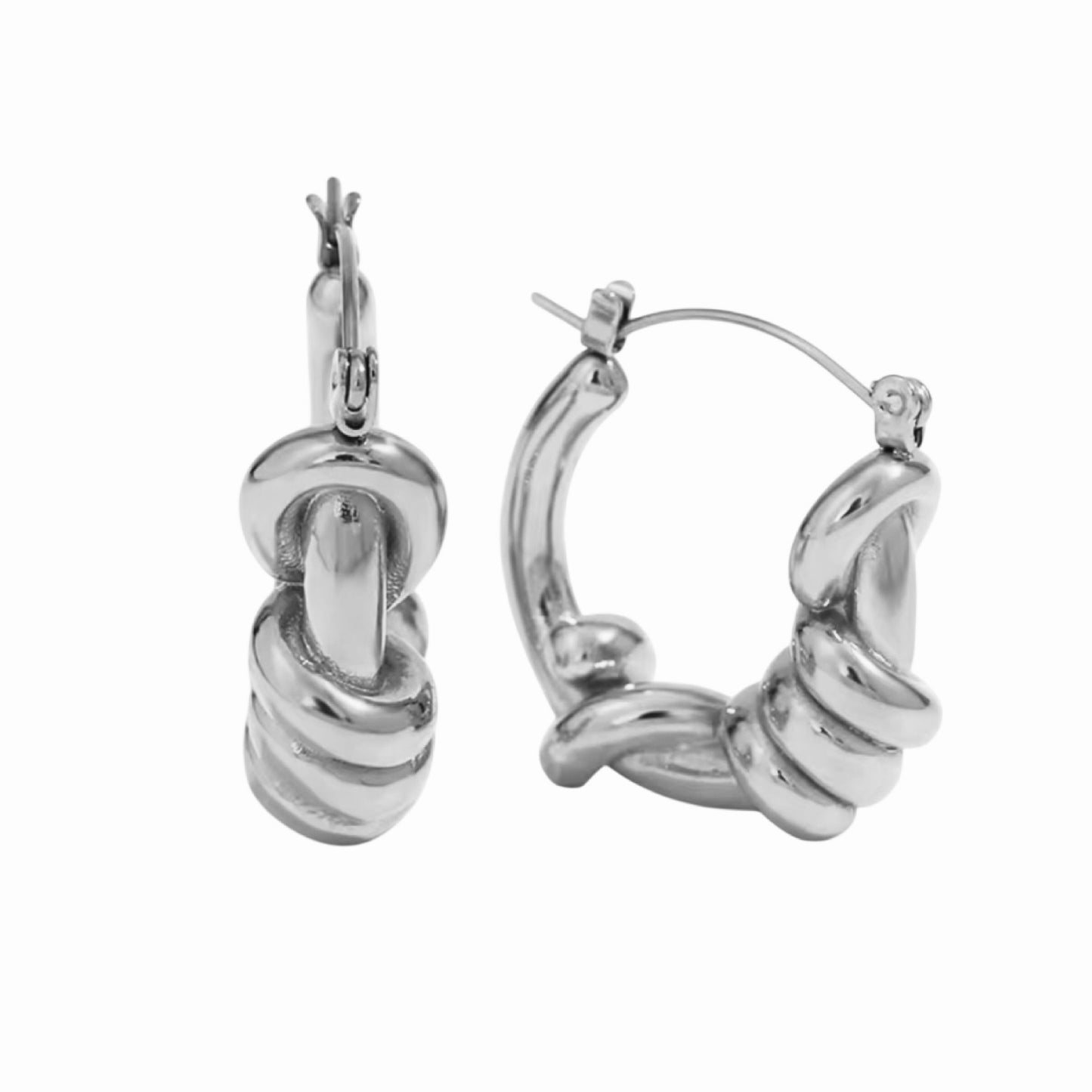 Silver Knotted Rope Earrings