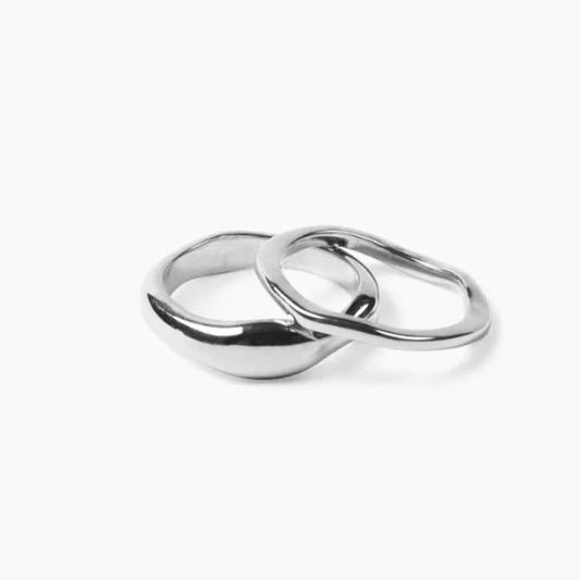 Silver Thin Irregular Wave Ring