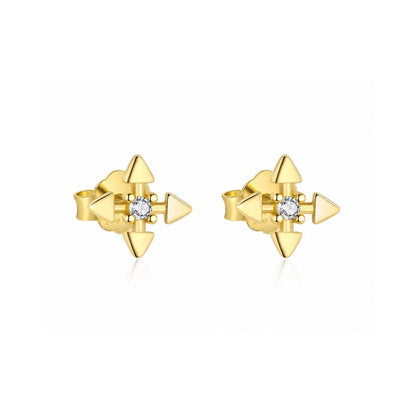 Gold compass stud earrings