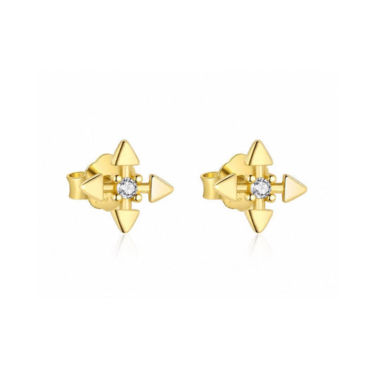 Gold compass stud earrings