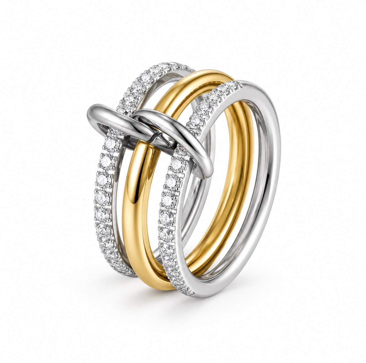Double Sparkle Stacked Linked Ring