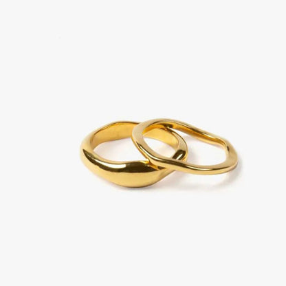 Gold Thin Irregular Wave Ring
