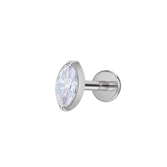 Silver Titanium Cubic Zirconia Marquise Labret Stud