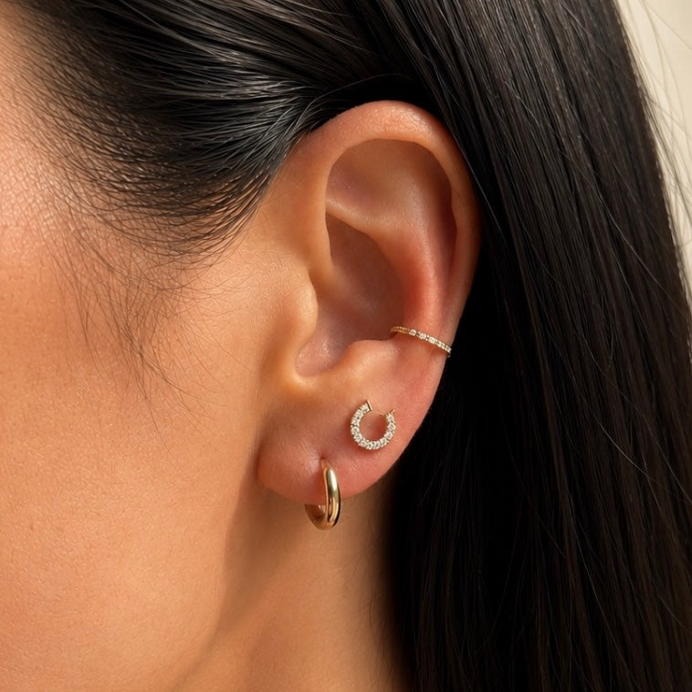 Gold Titanium Cubic Zirconia horseshoe Labret stud