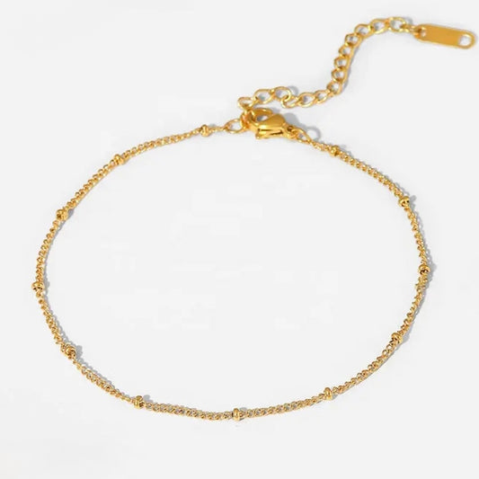 Gold Anklet chain with small beaded features 