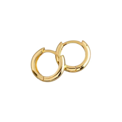 Pair of gold hoop earrings on a white background