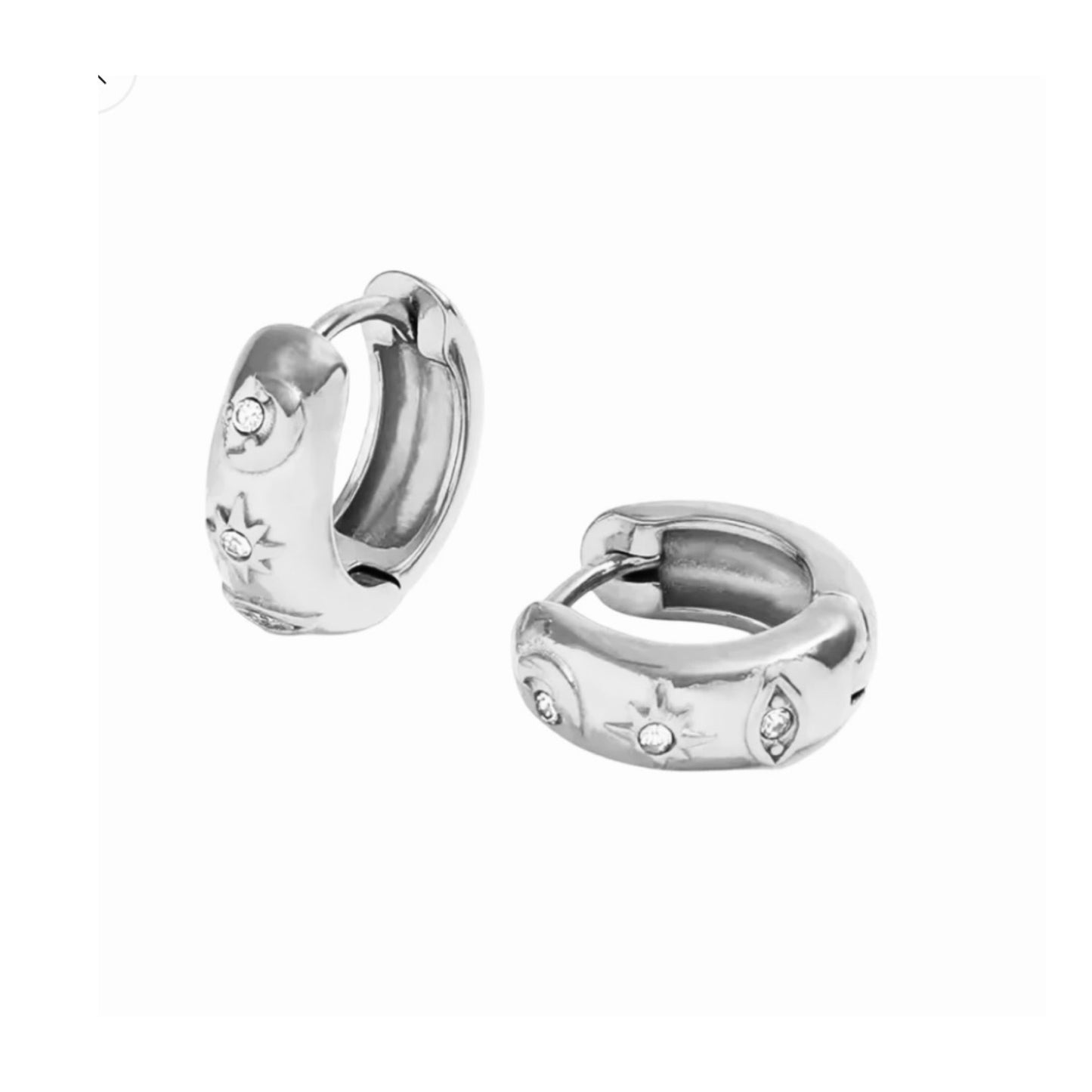 Moon Star & Eye Silver Hoops