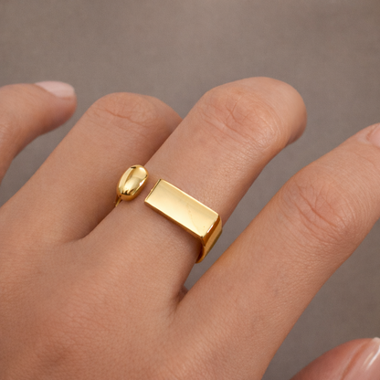 Gold Block Signet Ring
