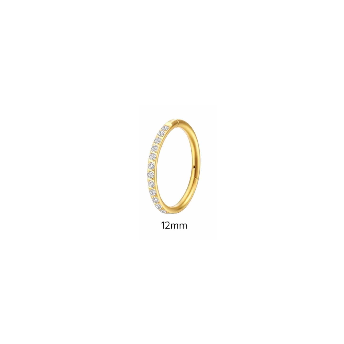 Gold Titanium Cubic Zirconia Clicker Hoop