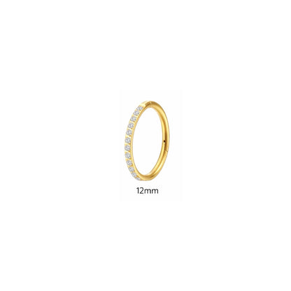 Gold Titanium Cubic Zirconia Clicker Hoop