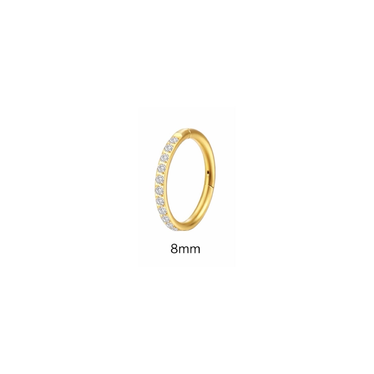 Gold Titanium Cubic Zirconia Clicker Hoop