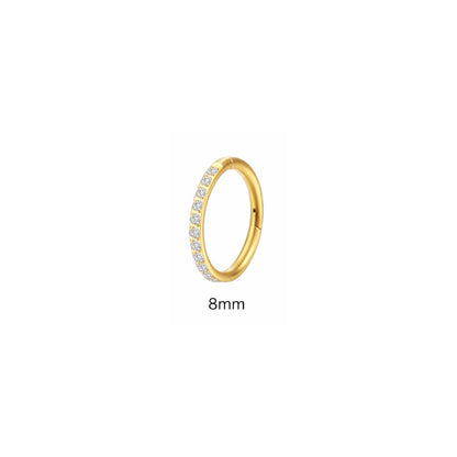 Gold Titanium Cubic Zirconia Clicker Hoop