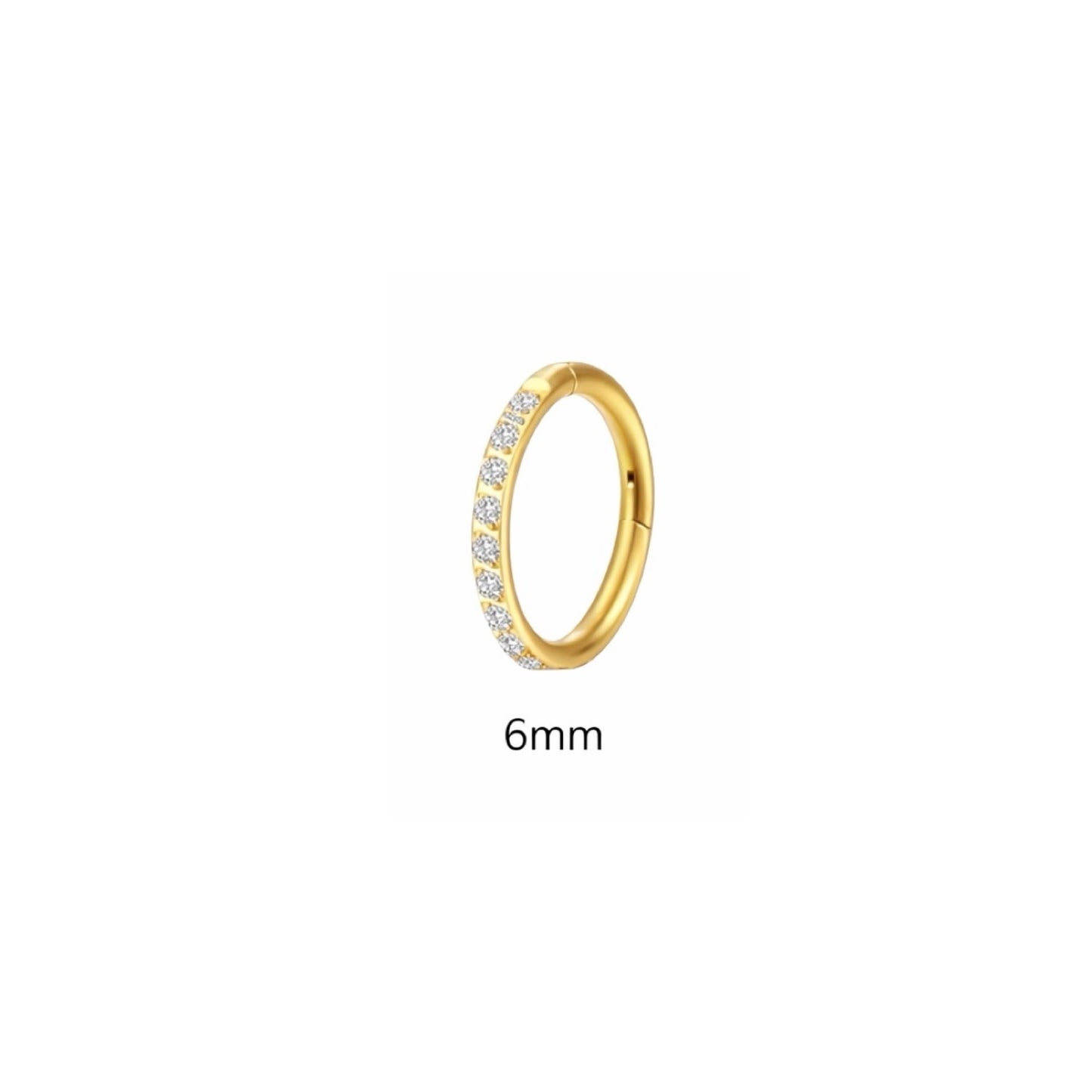 Gold Titanium Cubic Zirconia Clicker Hoop