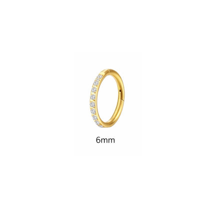 Gold Titanium Cubic Zirconia Clicker Hoop