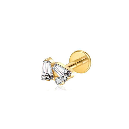 Gold Titanium Cubic Zirconia Fan Labret Stud