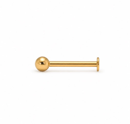 Gold Titanium 3mm ball Labret stud earring