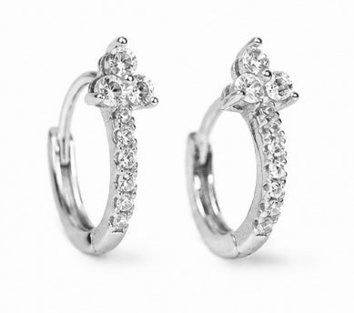 Trio Cluster Huggie Hoops Silver