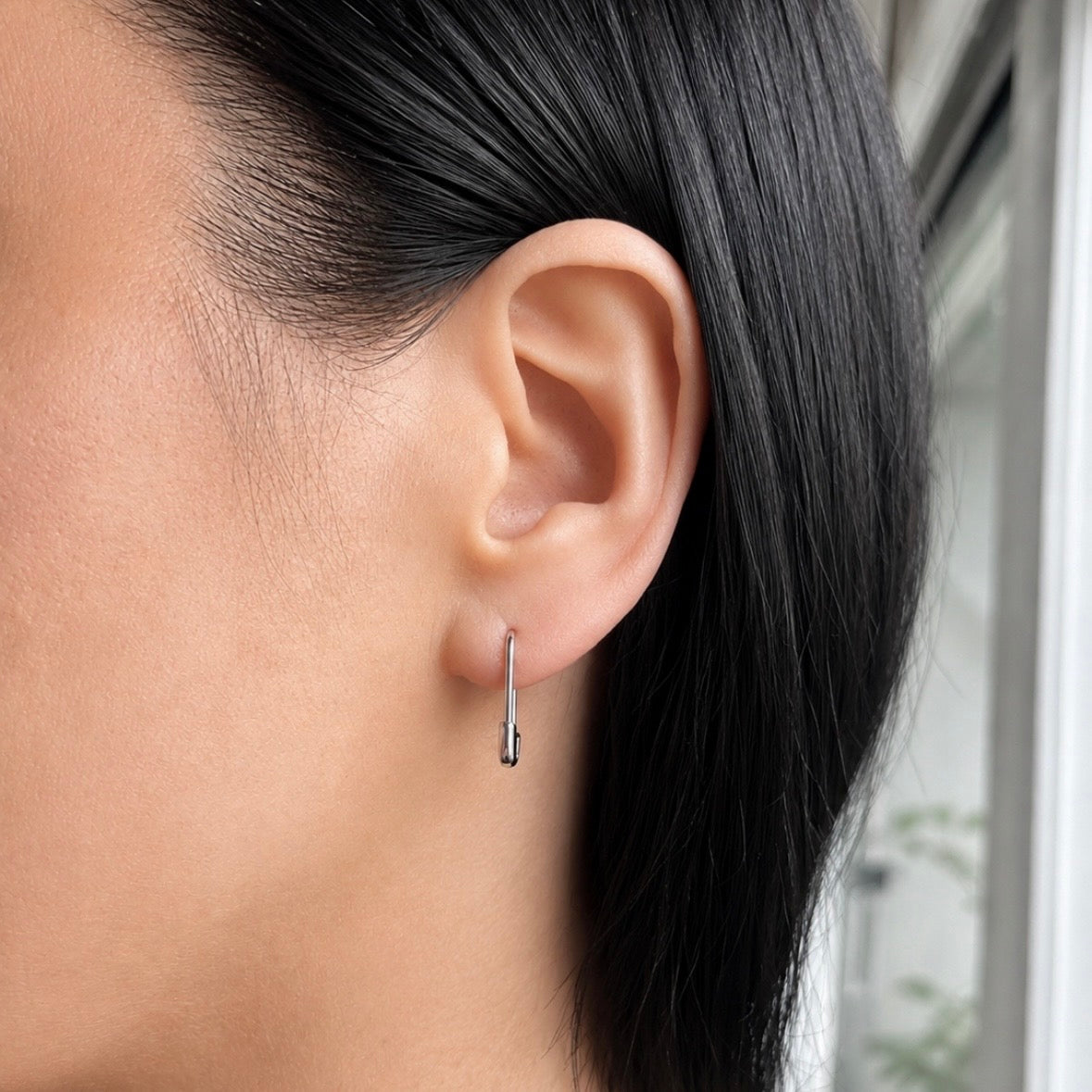Safety Pin Earring - Silver