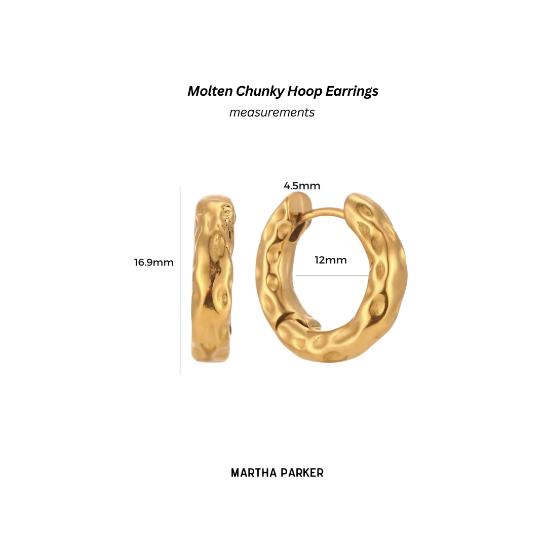 Molten chunky Hoops - Waterproof 18K Gold Hoop Earrings