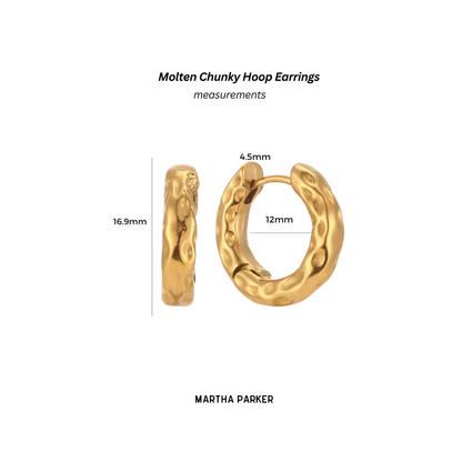 Molten chunky Hoops - Waterproof 18K Gold Hoop Earrings