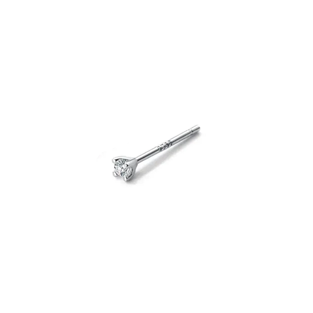 Sterling Silve Aira mini CZ stud earring on a white background 