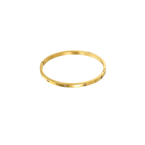 clover motif cubic zirconia set bangle 
