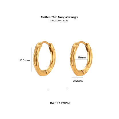 molten hoop earrings 18K gold 