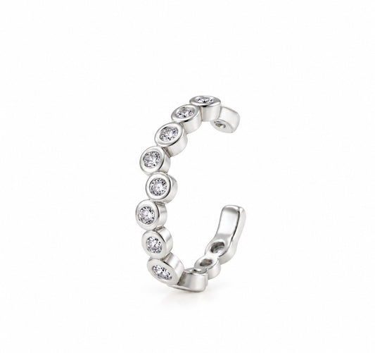 Sterling Silver bezel clear cz ear cuff 