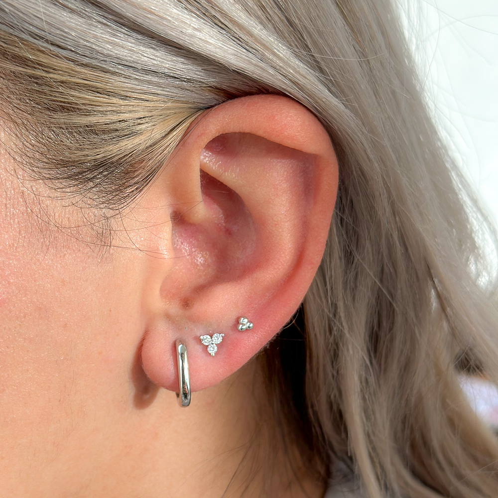Gem Trio Cluster Flat Back Earring