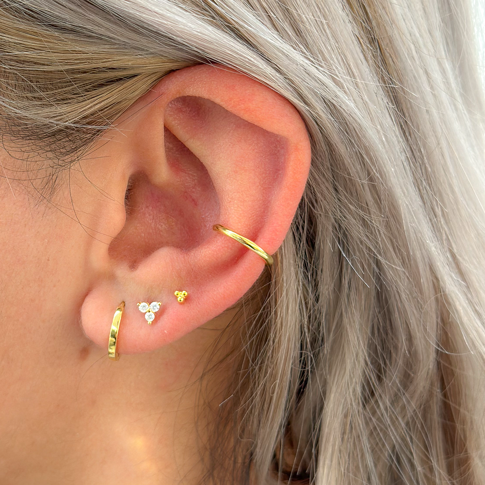 Gem Trio Cluster Flat Back Earring